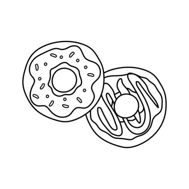 El çizimi Çocuklar, Beyaz Arkaplanda izole edilmiş Çizgi Film Vektörü illüstrasyon Donutları simgesi çiziyor