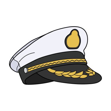 Çocuklar, Beyaz Arkaplanda izole edilmiş Çizgi Film Vektörü illüstrasyon Kaptanı şapkası