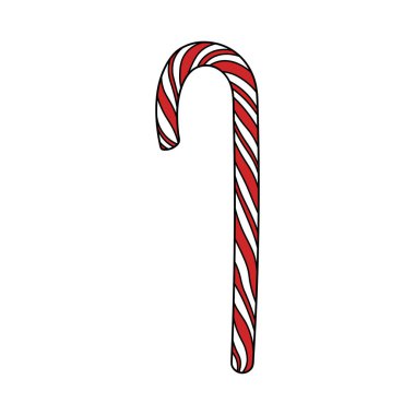 Kids drawing Cartoon Vector illustration candy cane Isolated on White Background clipart