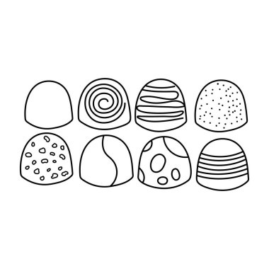 El çizimi Çocuklar Beyaz Arkaplanda izole edilmiş Çizgi film Vektör illüstrasyon bonbonları