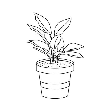 El çizimi Çocuklar karikatür çizimi Vektör illüstrasyonu Beyaz üzerine izole saksı bitkisi simgesi