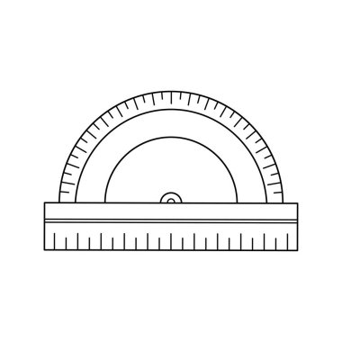 El çizimi Çocuklar çizgi film Vektör çizimi yarım daire kare cetvel simgesi beyaz üzerine izole