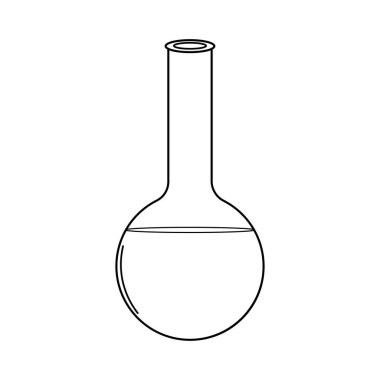 El çizimi Çocuklar, Beyaz üzerine izole edilmiş vektör illüstrasyon kimyasal test tüpü simgesi çiziyor