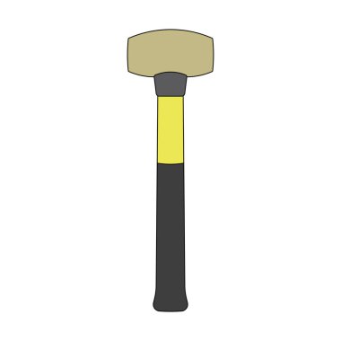 Beyaz Arkaplanda izole edilmiş çizgi film temsilcisi pirinç çekiç simgesi çizen çocuklar