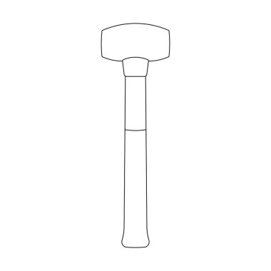 El çizimi Çocuklar Beyaz Arkaplanda izole edilmiş pirinç çekiç simgesi çiziyor