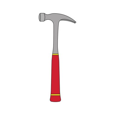 Beyaz Arkaplanda izole edilmiş Çizgi film Vektörü illüstrasyon Elektrikçi Çekiç simgesi çizen çocuklar