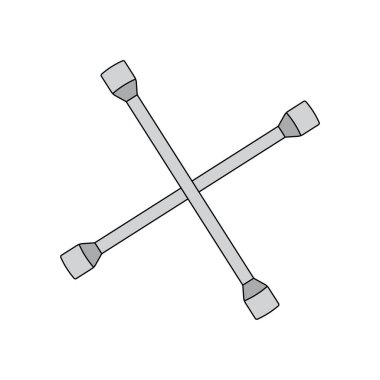 Beyaz Arkaplanda izole edilmiş Çizgi film Vektörü illüstrasyon bijon anahtarı simgesi çizen çocuklar