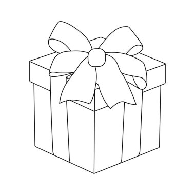 El çizimi çocuklar Vektör çizimi sevimli hediye kutusu düz çizgi film izole