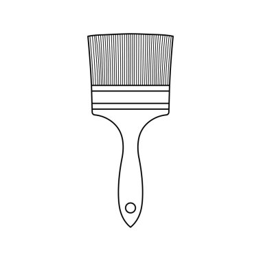 El çizimi Çocuklar, Beyaz Arkaplanda izole edilmiş büyük boya fırçası resimlerini çiziyor