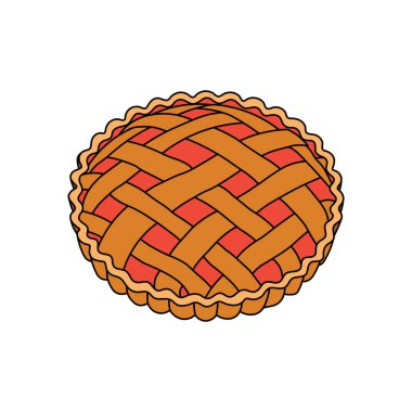 Çocuklar Beyaz Arkaplanda izole edilmiş ev yapımı turta ikonu çiziyor