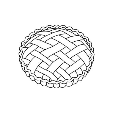 El çizimi Çocuklar Beyaz Arkaplanda izole edilmiş ev yapımı turta ikonu çiziyor