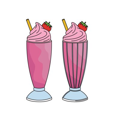 Beyaz Arkaplanda izole edilmiş Çizgi film Vektörü illüstrasyon smoothies simgesi çizen çocuklar