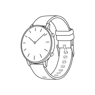 El çizimi Çocuklar Beyaz Arkaplanda izole edilmiş Çizgi Film Vektör Çizimi analog saat simgesi