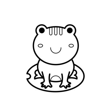 El çizimi Çocuklar Beyaz Arkaplanda izole edilmiş nilüfer yaprağına Çizgi film Vektör illüstrasyon kurbağası çiziyor