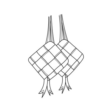 El çizimi Karikatür Vektör illüstrasyonu Endonezya geleneksel yemek pirinç hamuru Bayram bayramı için Beyaz Arkaplan 'da izole edilmiş