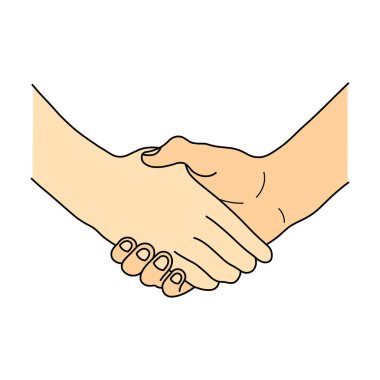 Çizgi film Vektörü illüstrasyonu çizen çocuklar Beyaz Arkaplanda izole edilmiş elektrikli el sıkışma simgesi