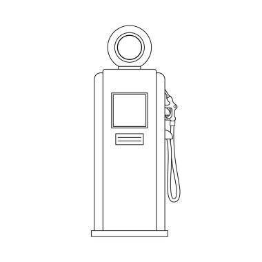 El çizimi Çocuklar, Beyaz Arkaplanda izole edilmiş karikatür vektör illüstrasyon klasik benzin pompası ikonu çiziyor