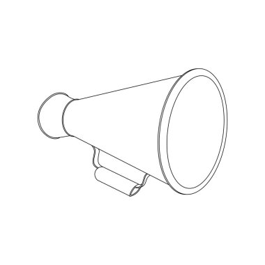 El çizimi Çocuklar, Beyaz Arkaplanda izole edilmiş Çizgi film Vektör illüstrasyonu retro megafon simgesi çiziyor