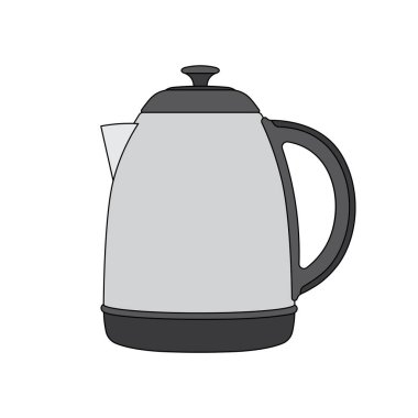 Çizgi film Vektörü çizimi yapan çocuklar Beyaz Arkaplanda izole edilmiş elektrikli su ısıtıcısı simgesi