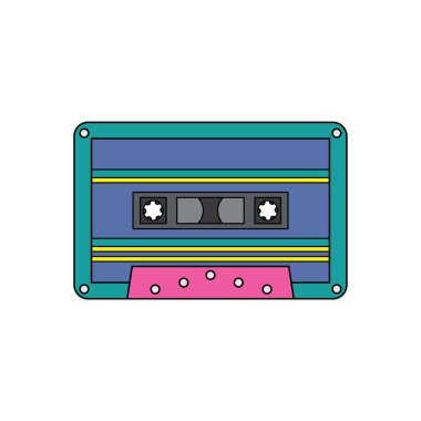 Beyaz üzerine izole edilmiş çizgi film Vektörü illüstrasyon kaset ikonu çizen çocuklar