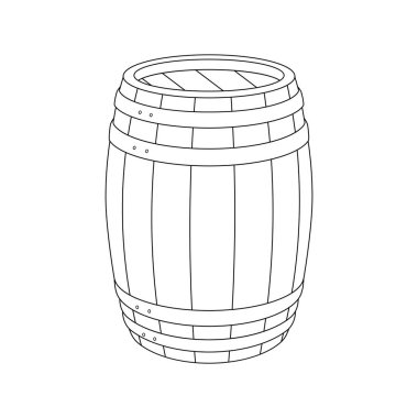 El çizimi Çocuklar çizgi film Vektör çizimi beyaz üzerine izole ahşap varil ikonu