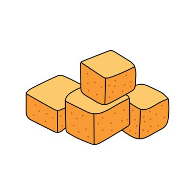 Beyaz üzerine izole edilmiş çizgi film Vektör Çizim Peynir Küpleri simgesi çizen çocuklar