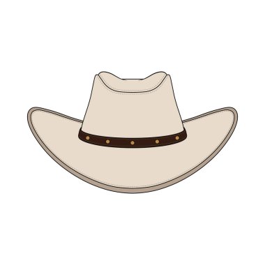 Çocuklar çizgi film çiziyor. Vektör illüstrasyon kovboy şapkası simgesi. Beyaz üzerine izole edilmiş.