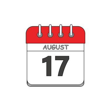 çizgi film Vektör illüstrasyon Beyaz üzerine izole edilmiş 17 Ağustos simgesi