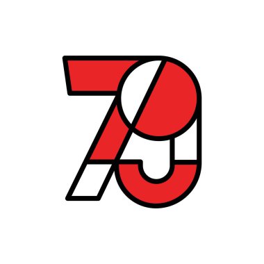 Logo simgesi. Beyaz Endonezya 'nın 79. Bağımsızlık Günü.