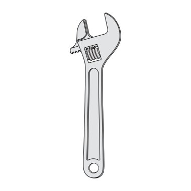 El çizimi çocuklar Vektör çizimi ayarlanabilir ingiliz anahtarı çizgi filmi izole