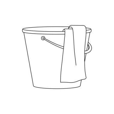 El çizimi çocuklar havluyla izole edilmiş vektör illüstrasyon kovası çiziyorlar.