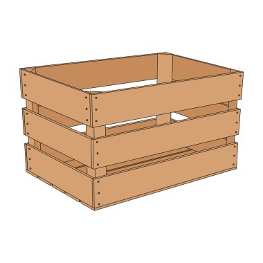 Çocuklar Vector Illustrasyon Ahşap Sandık karikatürü çiziyorlar.