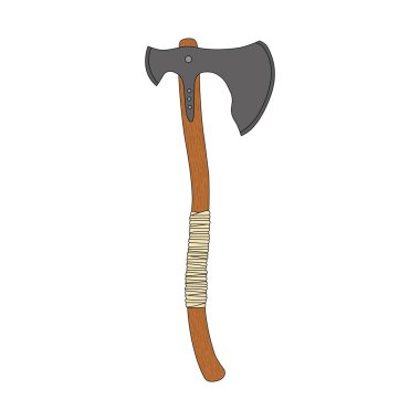 Çocuklar izole edilmiş ortaçağ balta karikatürü çiziyorlar.