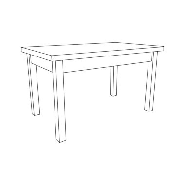 El çizimi çocuklar resimli ahşap masa çizgi filmi izole