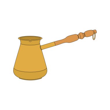 Çocuklar resimli Türk kahve demliği karikatürü çiziyorlar.