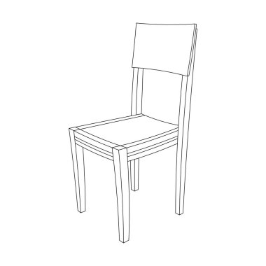 El çizimi çocuklar klasik ahşap sandalye karikatürünü izole ettiler.