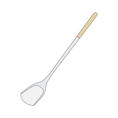 Çocuklar izole edilmiş spatula karikatürü çiziyorlar.