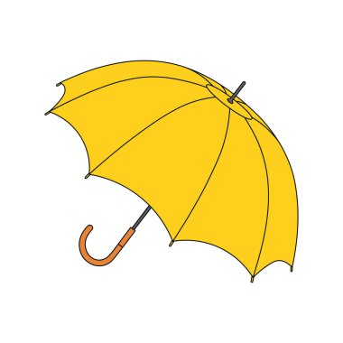 Çocuklar vektör illüstrasyon şemsiyesi çiziyorlar.