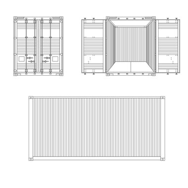 El çizimi çocuklar, izole edilmiş konteynırların vektör çizim setini çiziyorlar.