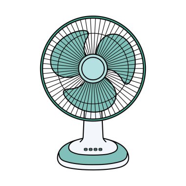 Çocuklar vektör illüstrasyon elektirikli fan karikatürü çiziyorlar.