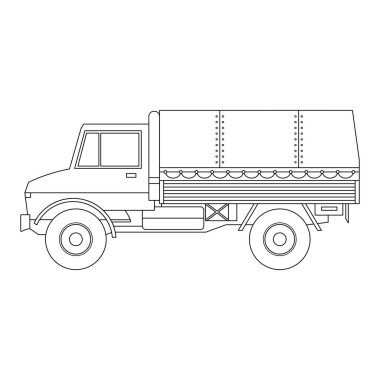 El çizimi çocuklar vektör illüstrasyon askeri kamyon karikatürü izole