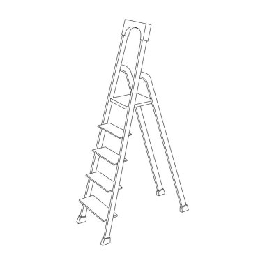 El çizimi çocuklar taşınabilir alüminyum merdiven çizimi izole edilmiş.