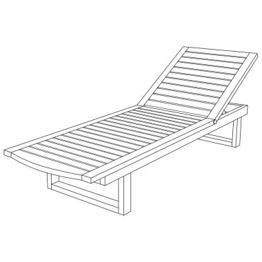 Hand drawn kids drawing Vector illustration sun lounger cartoon isolated