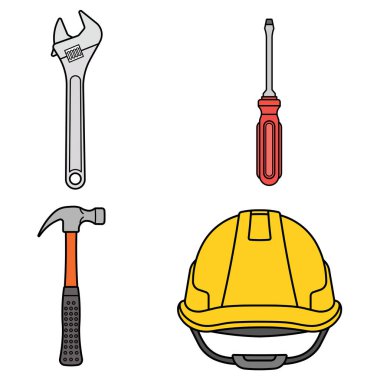 Construction Tools Vector Bundle  Helmet Wrench Screwdriver Hammer