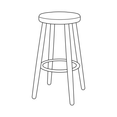Hand drawn Kids drawing Cartoon Vector illustration bar stool icon Isolated on White Background