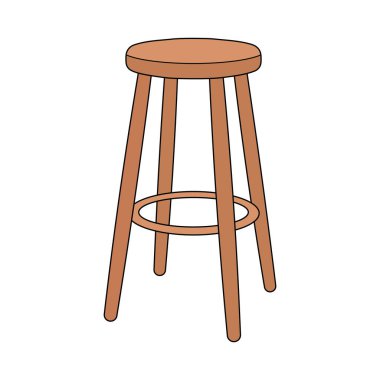Kids drawing Cartoon Vector illustration bar stool icon Isolated on White Background
