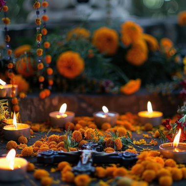 Vibrant Day of the Dead Celebration Images clipart