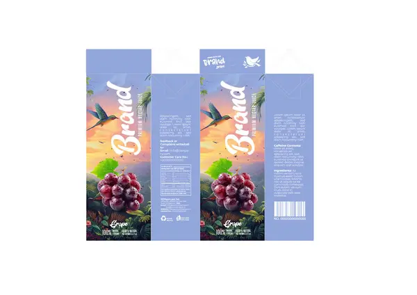 stock image This Juice Packet Packaging Label Design Template in EPS format is designed for grape juice products. 