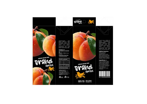 stock image This Juice Packet Packaging Label Design Template in EPS format features a vibrant and fresh design for apricot juice products. 