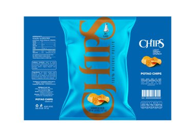 Bu Chips Paket Tasarım Şablonu EPS biçiminde tamamen özelleştirilebilir ve klasik tuzlu çipler için mükemmeldir. 